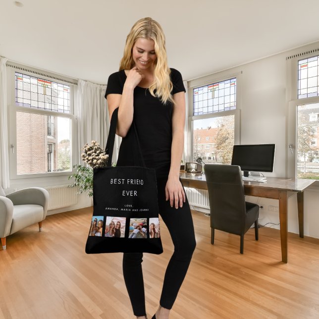 Bolsa Tote Colagem de melhor amigo fotográfico personalizado  (Criador carregado)