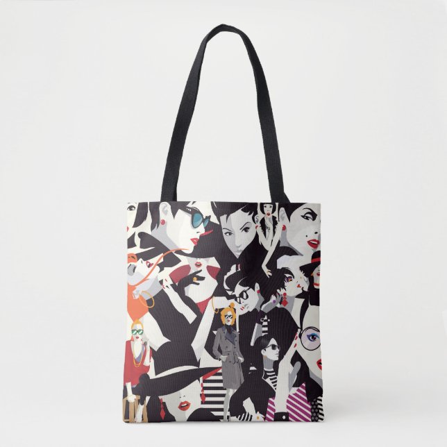 Bolsa Tote Colagem de meninas modestas: pop (Frente)