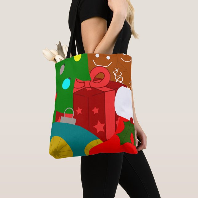 Bolsa Tote Colagem de Natal (Close Up)