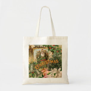 Bolsa Tote Colagem de Natal do Velho Mundo do Papai Noel Verd