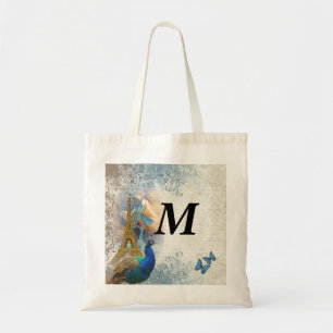 Bolsa Tote Colagem de pavão de Paris