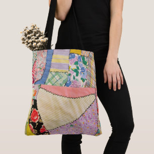 Bolsa Tote Colagem De Peças Louca Com Zigzag Stitching