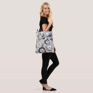 Bolsa Tote Colagem de Relógio de Bolso Vitoriano Alice no Paí