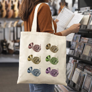 Bolsa Tote Colagem de Trompa Francesa Arco-íris