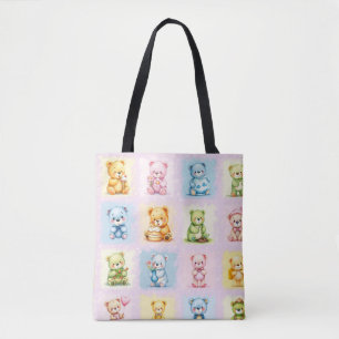 Bolsa Tote Colagem de ursinhos de pelúcia fofos e brinquedos