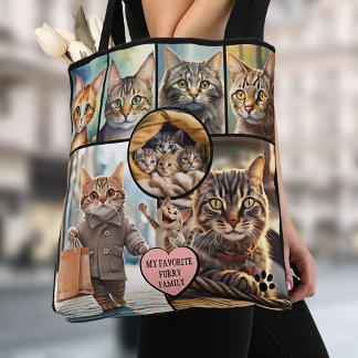 Bolsa Tote Colagem Divertida de Fotos de Gatos para Amantes d