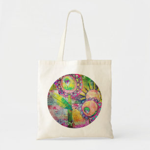 Bolsa Tote Colagem do jardim dos meios mistos