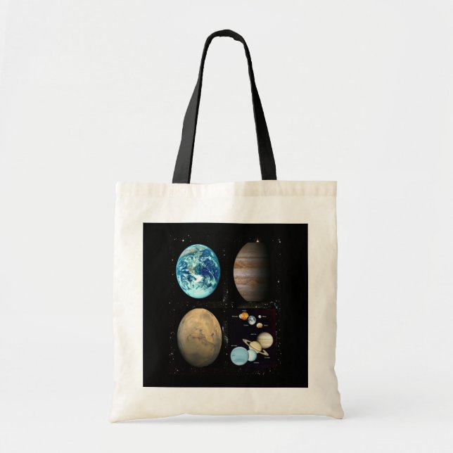 Bolsa Tote Colagem do sistema solar dos planetas (Frente)