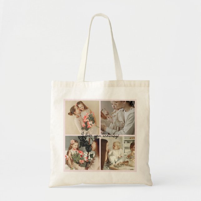 Bolsa Tote Colagem e mensagem de fotos - Presente personaliza (Frente)