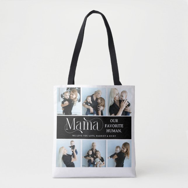 Bolsa Tote Colagem Fotográfica Sentimental Presente para Mamã (Frente)