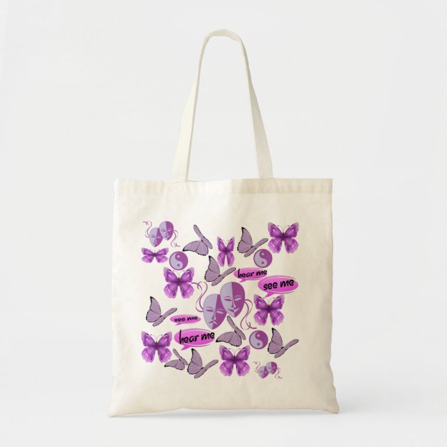 Bolsa Tote Colagem invisível da doença (Frente)