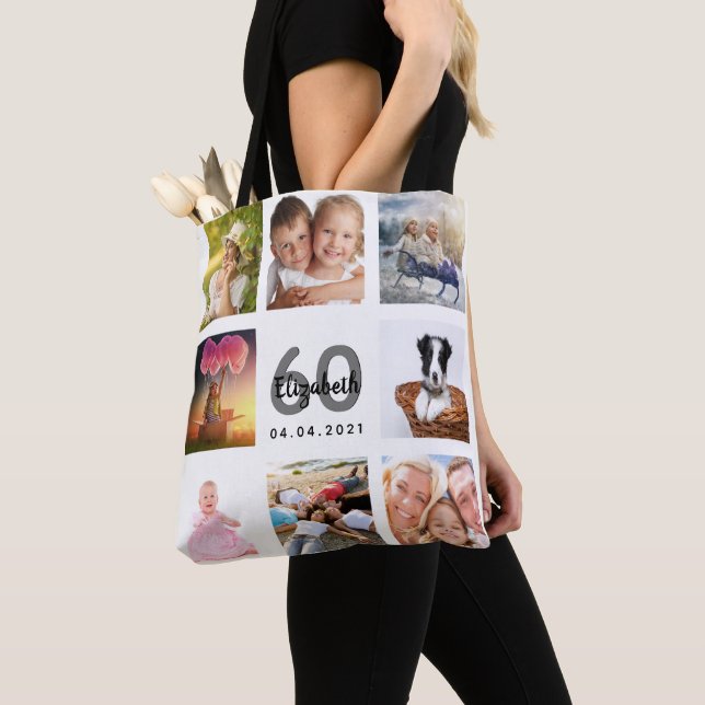 Bolsa Tote Colagem personalizada de fotos de 60 anos, mulher  (Close Up)