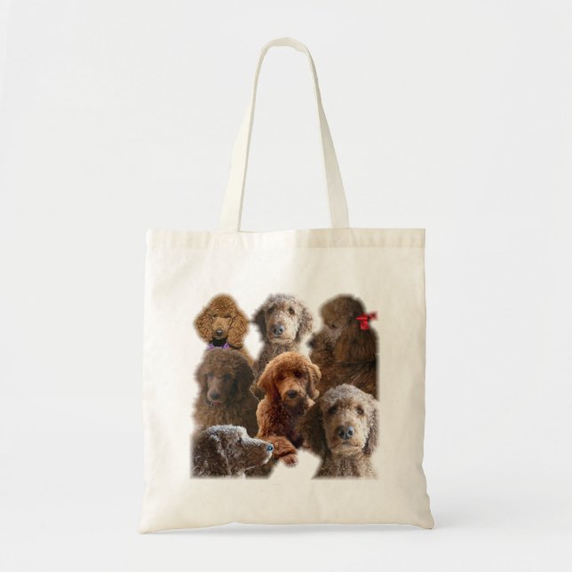 Bolsa Tote Colagem vermelha da caniche padrão (Frente)