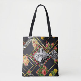Bolsa Tote Colagem Vintage Retro com rendas e flores