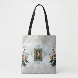 Bolsa Tote Colagem Vintage Retro com rendas e flores