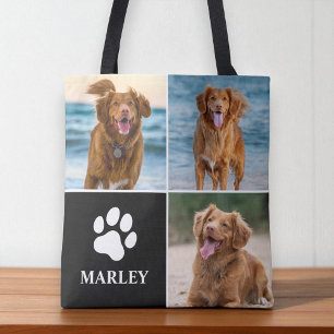 Bolsa Tote Colar de Fotos Personalizado com Nome e Pata para