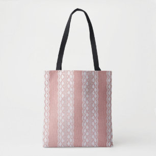 Bolsa Tote Colar fora do branco no pano do Ouro metálico Tex