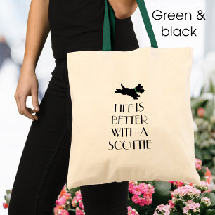 Bolsa Tote Colar Verde de Cachorro Scottie Personalizado