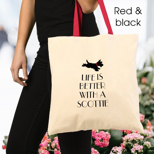 Bolsa Tote Colar Vermelho de Cachorro Scottie Personalizado (Criador carregado)