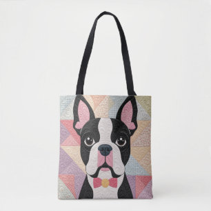 Bolsa Tote Colcha de Boston Terrier
