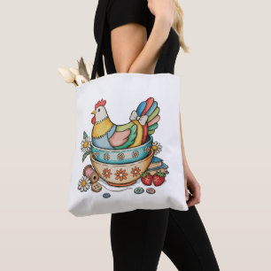 Bolsa Tote Colcha de Frango com Galinha Remendada Vintage Eco