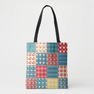 Bolsa Tote Colcha de Vintage: padrão de fundo de retalhamento