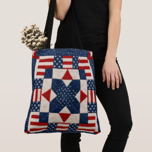 Bolsa Tote Colcha Patriótica Americana Estrelas e Listras