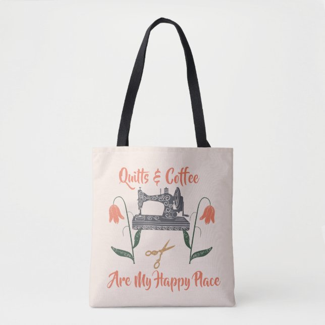 Bolsa Tote Colchas e Café|Entusiasta de Colchas (Frente)