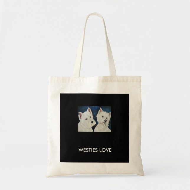 Bolsa Tote Coleção animal - saco reusável Westies de Eco (Frente)