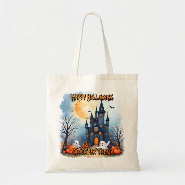 Bolsa Tote Coleção Assustadora de Halloween Moderna e Fofa (Frente)