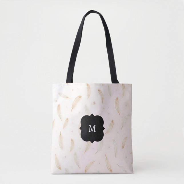 Bolsa Tote Coleção Boho de Penas Modernas de Luxo (Frente)