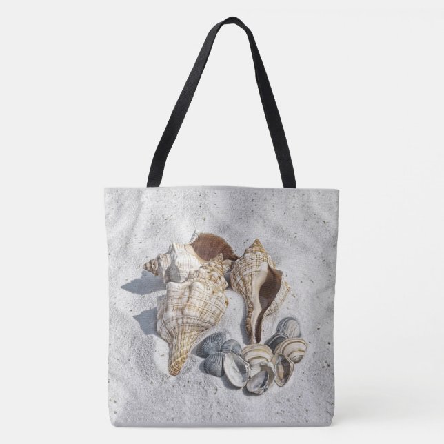 Bolsa Tote Coleção de conchas na areia (Frente)
