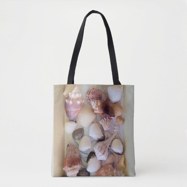 Bolsa Tote Coleção de conchas num saco de tarte (Frente)