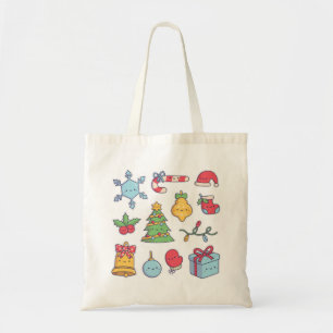 Bolsa Tote Coleção de Decorações de Natal Fofas