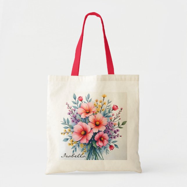 Bolsa Tote Coleção de Luxo Flores Silvestres da Moda (Frente)