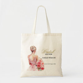 Bolsa Tote Coleção de Vestido de Noiva Aquarela Rosa Floral