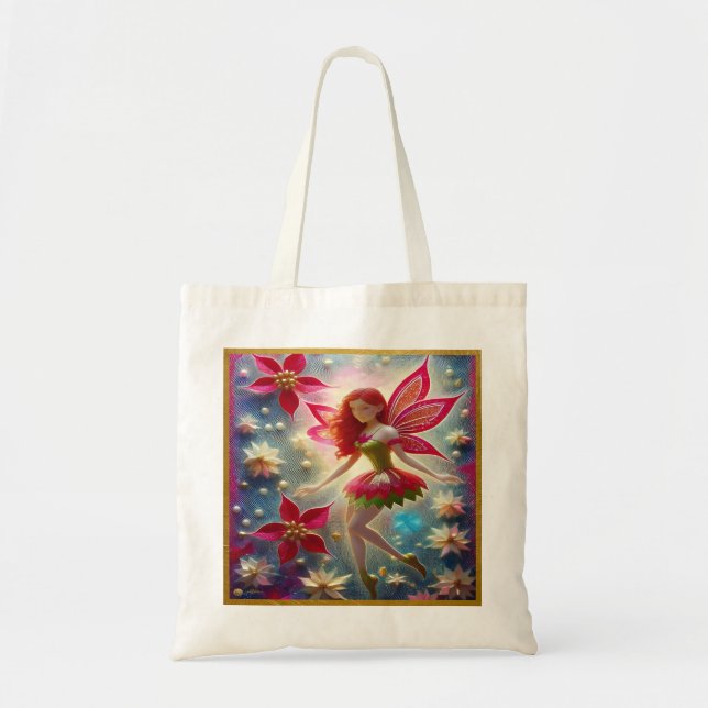 Bolsa Tote Coleção Fada de Natal - Cabelo Vermelho (Frente)