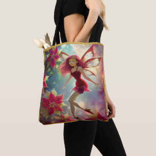 Bolsa Tote Coleção Fada de Natal - Cabelo Vermelho Rosa