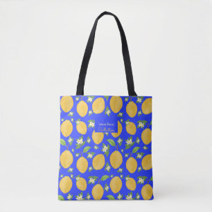 Bolsa Tote Coleção Lemon Bloom azul estampado