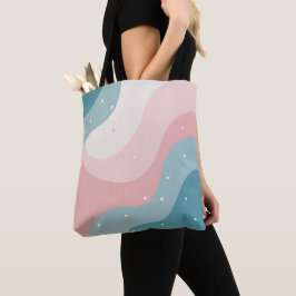 Bolsa Tote Coleção Moderna Abstrata Rosa Bege Menta