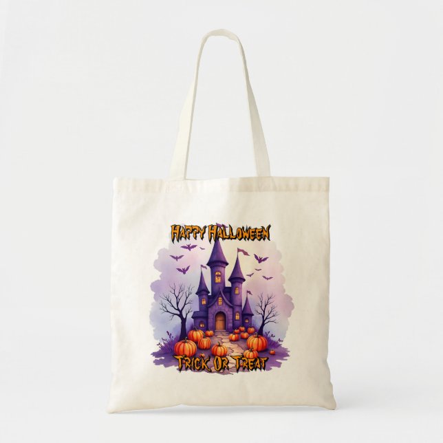 Bolsa Tote Coleção Moderna de Halloween Assustadora e Fofa (Frente)