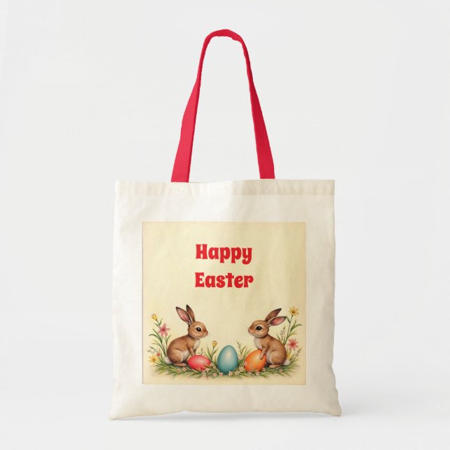 Bolsa Tote Coleção Popular de Coelhos páscoas (Frente)