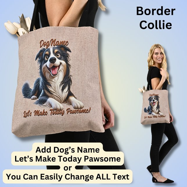 Bolsa Tote Coleta de Borda - Adicionar Nome do Cachorro, Alte (Criador carregado)
