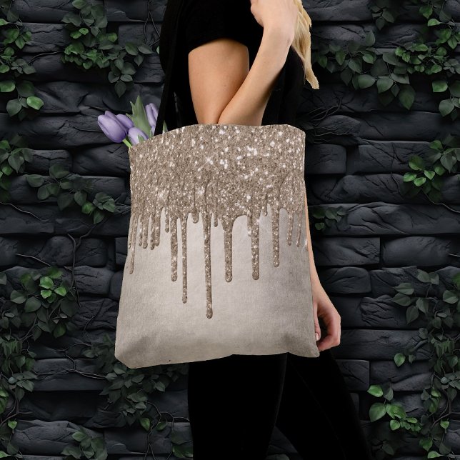 Bolsa Tote Coletor de Taupe | Garoa Dourada de champanhe (Criador carregado)