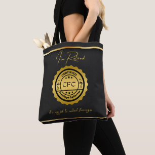 Bolsa Tote Coletor Flamingo Certificado Aposentado Preto e Do