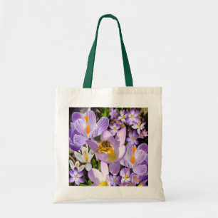 Bolsa Tote Colheita de Abelhas de Flores Crocus