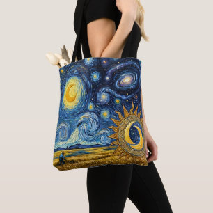 Bolsa Tote Colheita Estelar ao Estilo de Van Gogh Campo de Tr