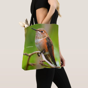 Bolsa Tote Colibri Rufous fêmea na árvore de ameixa