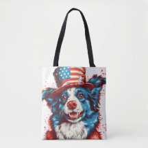 Colie de fronteira com um chapéu de bandeira ameri