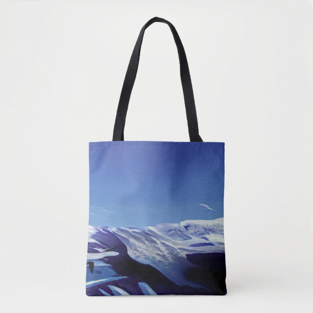 Bolsa Tote Colinas de neve, panorama de inverno (Frente)